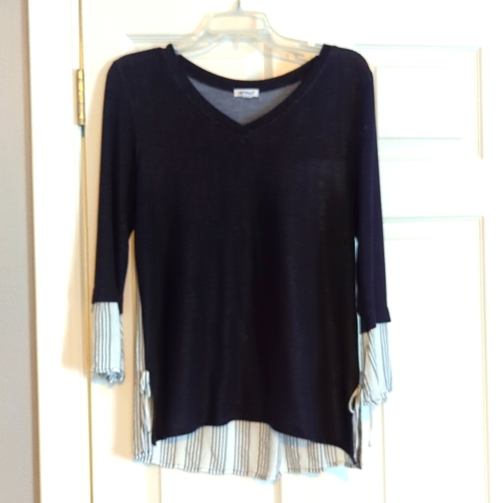 Westport Top, Navy Front/Striped Back, Size Small